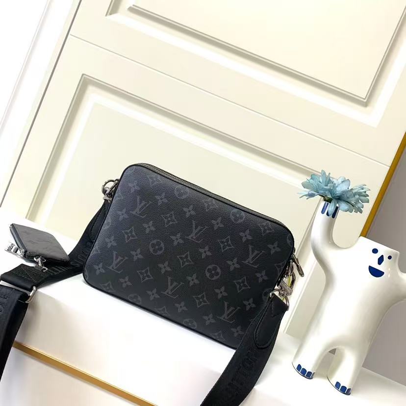 Louis Vuitton 2026 Trio Messenger Bag 26cm Grey Black Monogram Eclipse Canvas