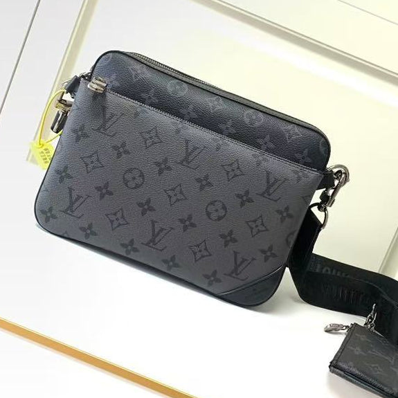 Louis Vuitton 2026 Trio Messenger Bag 26cm Grey Black Monogram Eclipse Canvas