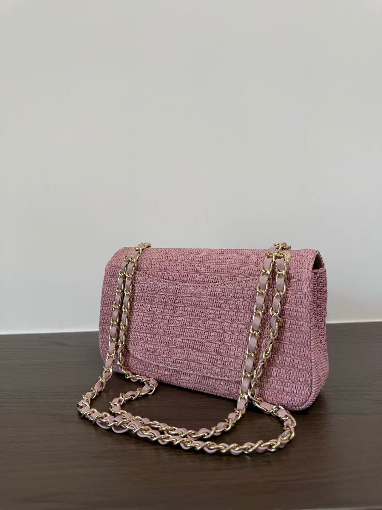 Chanel 2026 Classic Flap Bag 25cm Pink Tweed Fabric Leather
