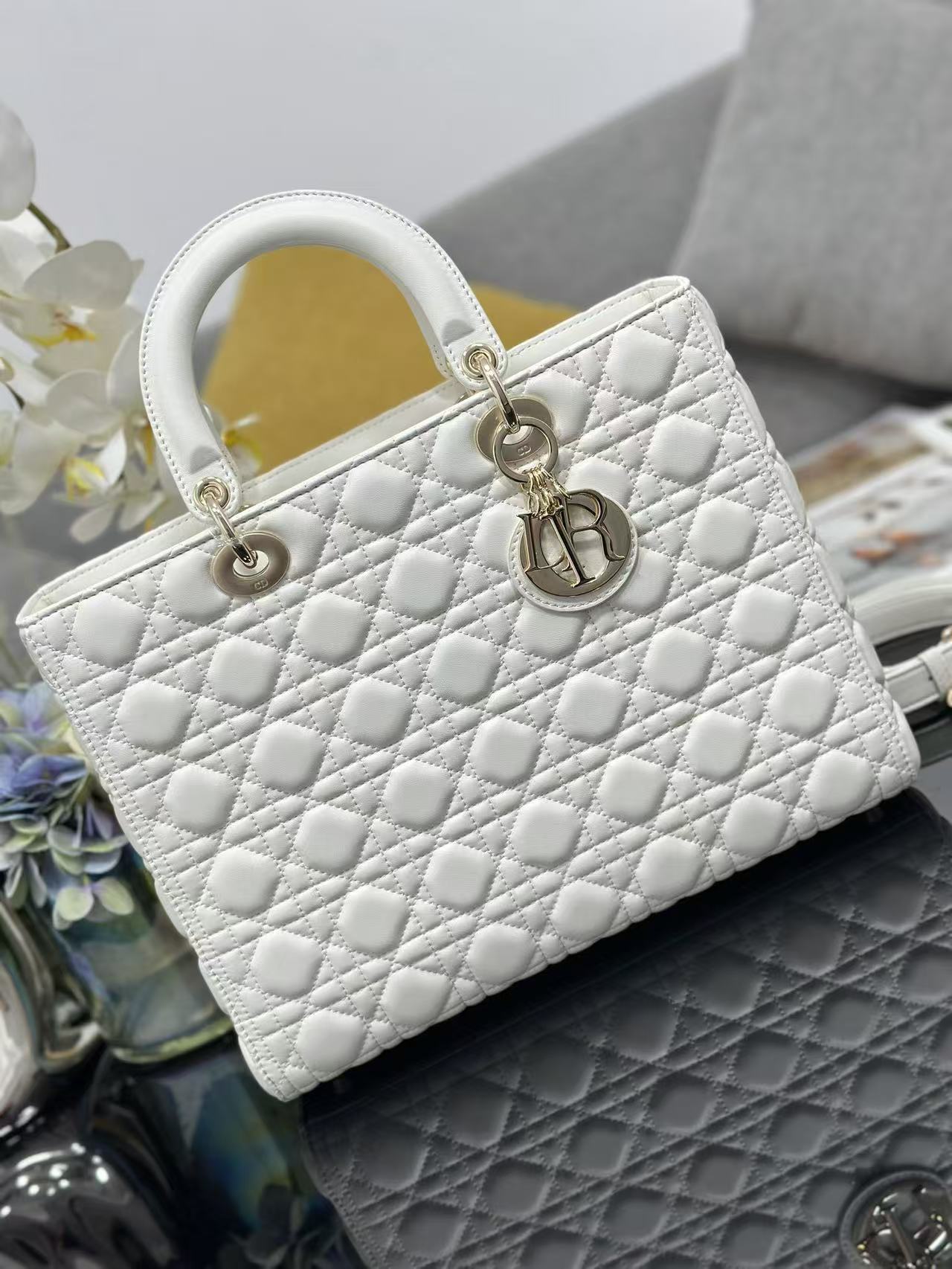 Dior 2026 Lady Bag 32cm White Leather