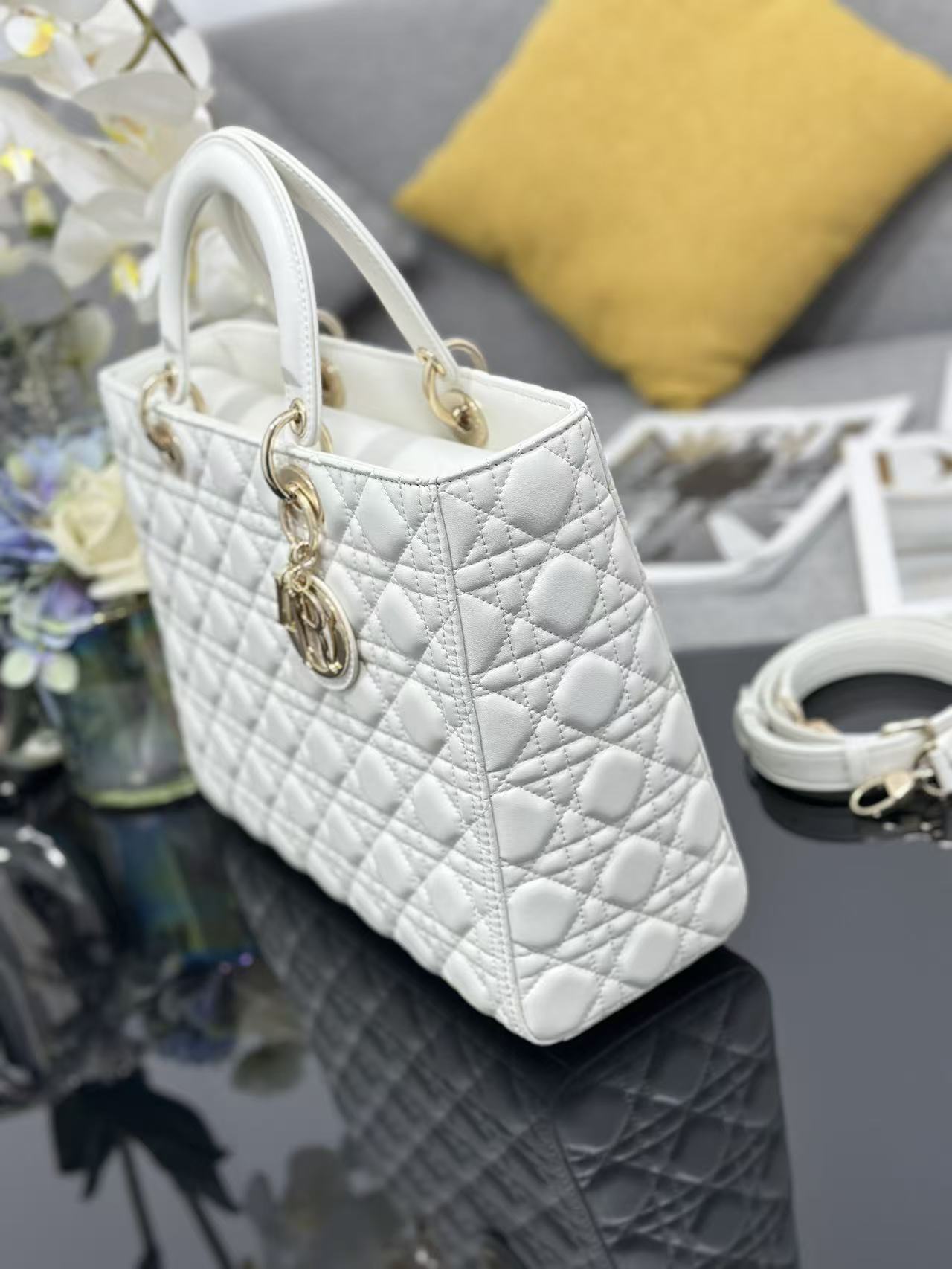 Dior 2026 Lady Bag 32cm White Leather