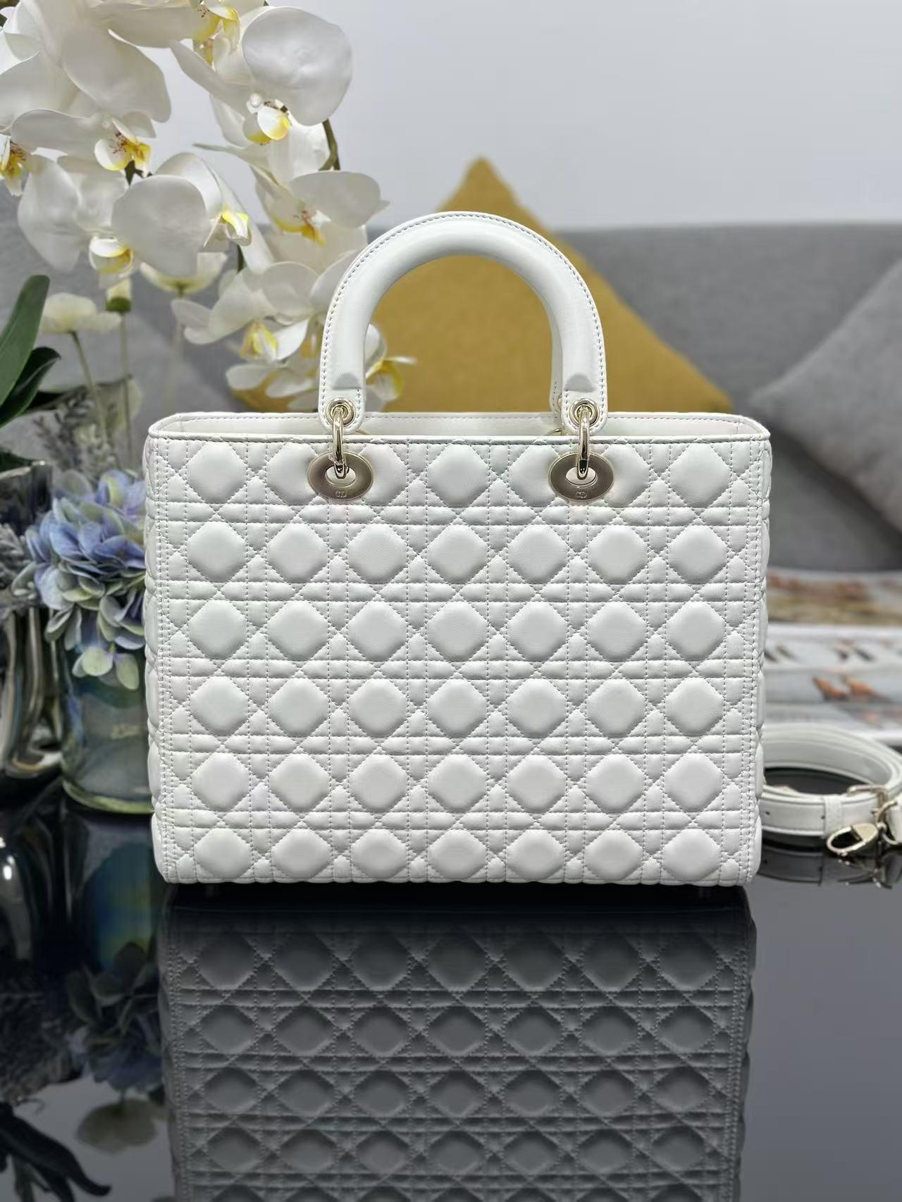 Dior 2026 Lady Bag 32cm White Leather
