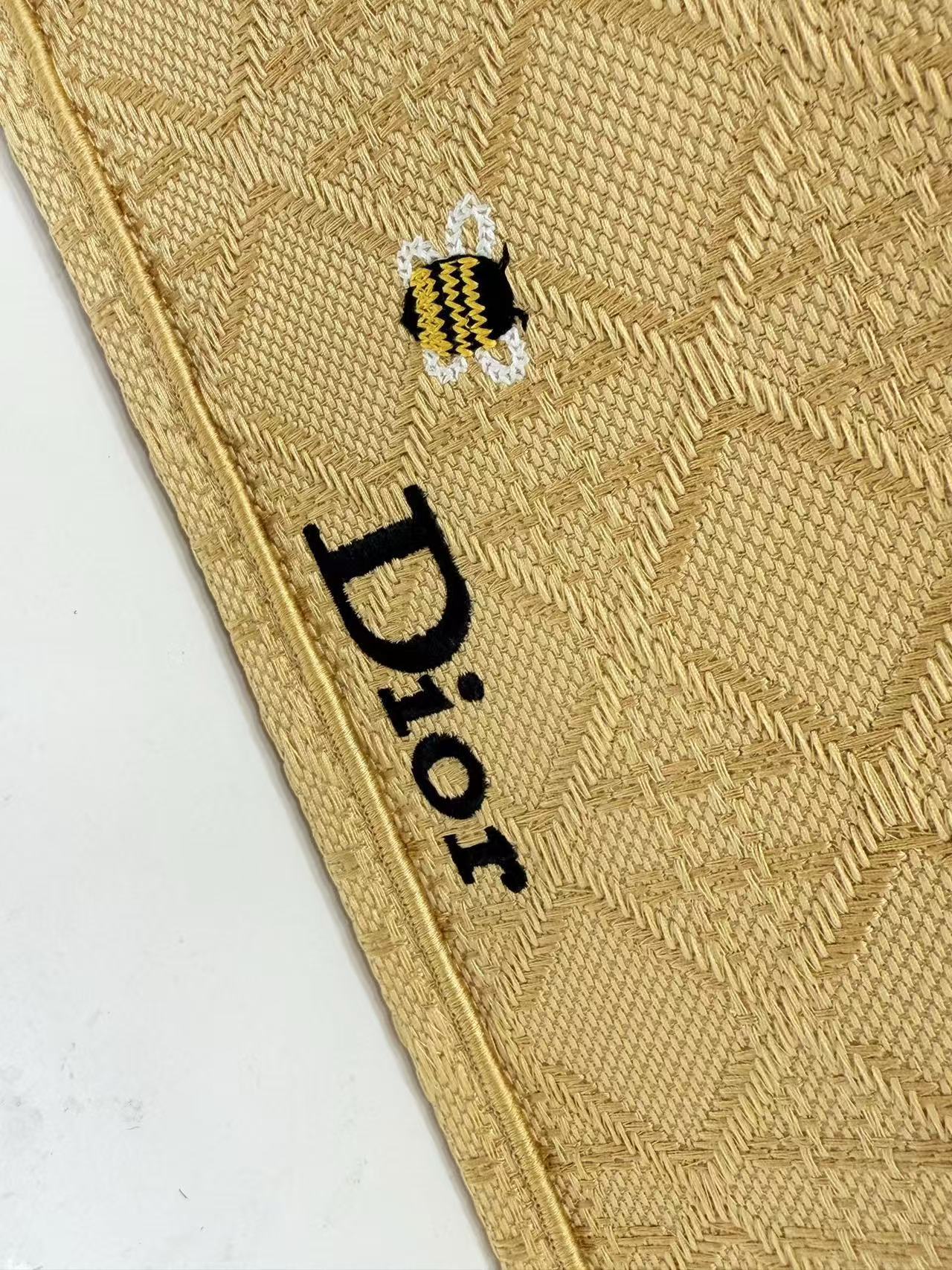 Dior 2026 Book Tote with Embroidered Bee Yellow Canvas