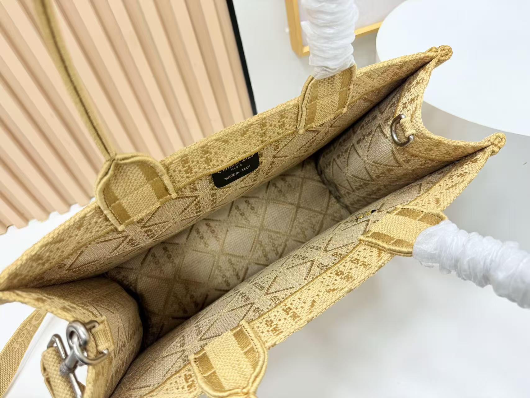 Dior 2026 Book Tote with Embroidered Bee Yellow Canvas