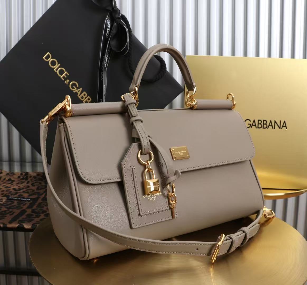 Dolce & Gabbana 2026 My Sicily Bag 20cm Taupe Calfskin