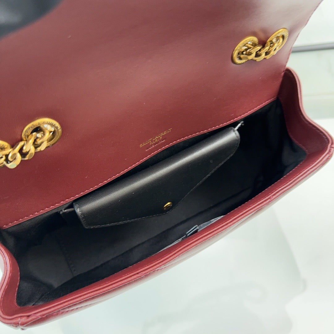 YSL 2026 Loulou Bag 24cm Burgundy Red Lambskin