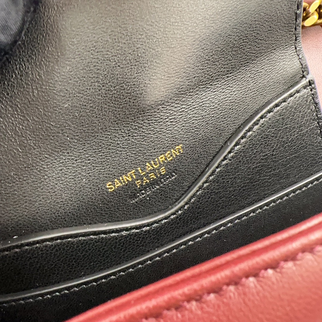 YSL 2026 Loulou Bag 24cm Burgundy Red Lambskin