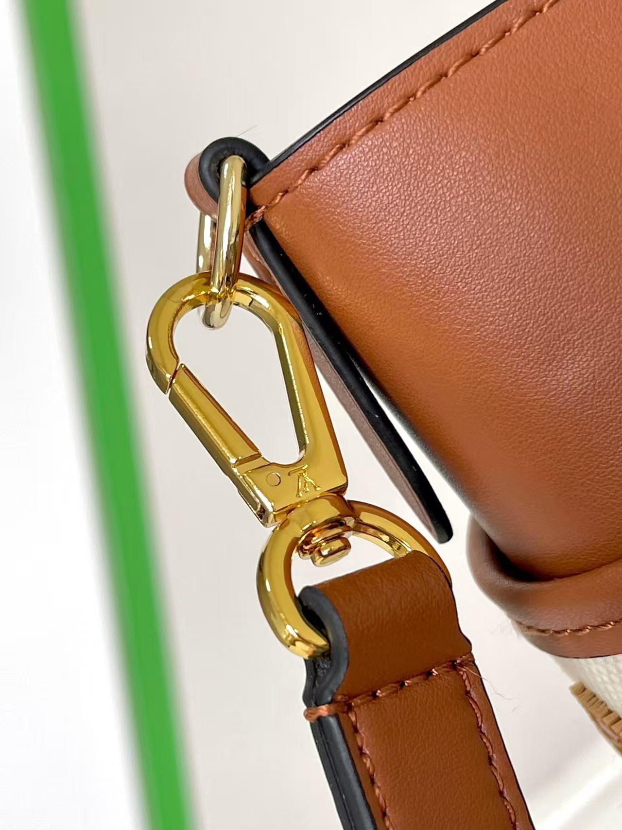 Louis Vuitton 2026 On My Side MM Bag 30cm Brown Cream Leather Fabric