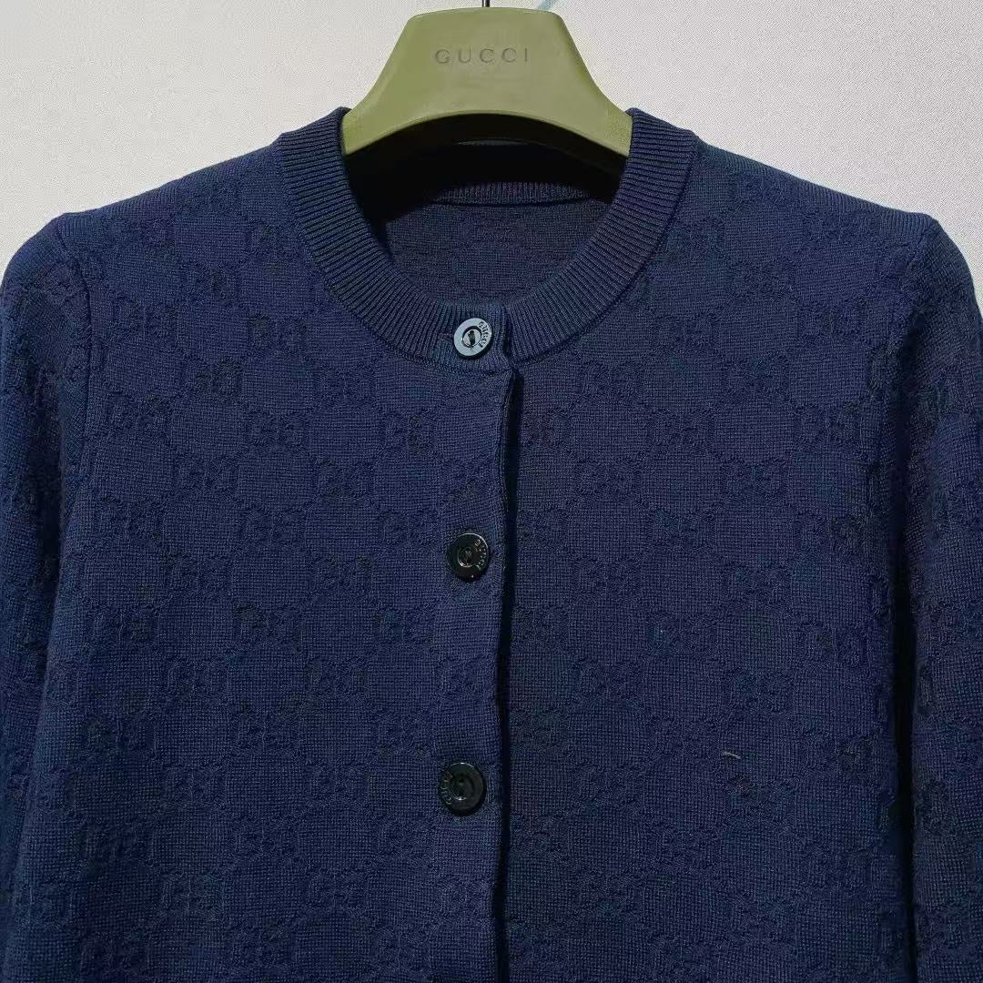 Gucci 2026 Cardigan Blue and Pink Wool 878804