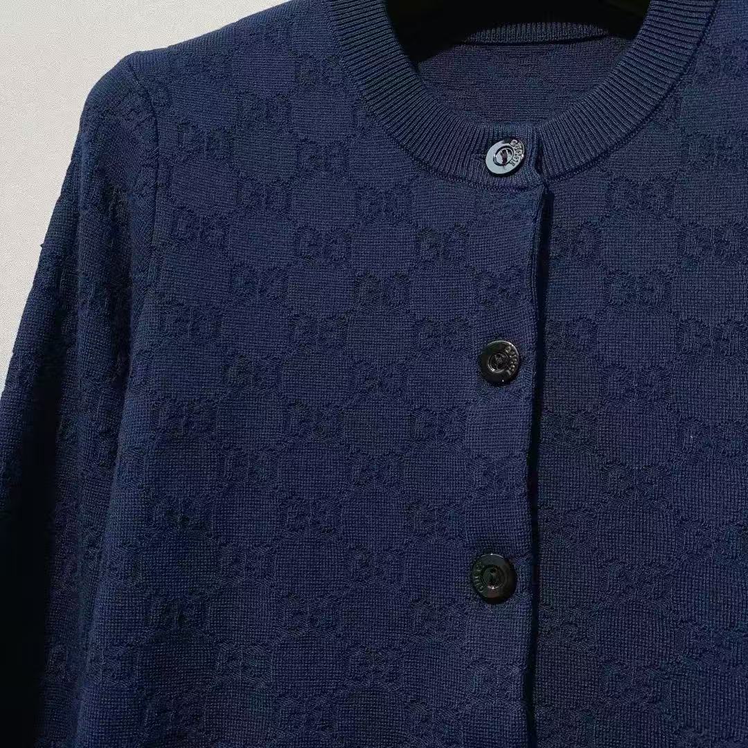 Gucci 2026 Cardigan Blue and Pink Wool 878804