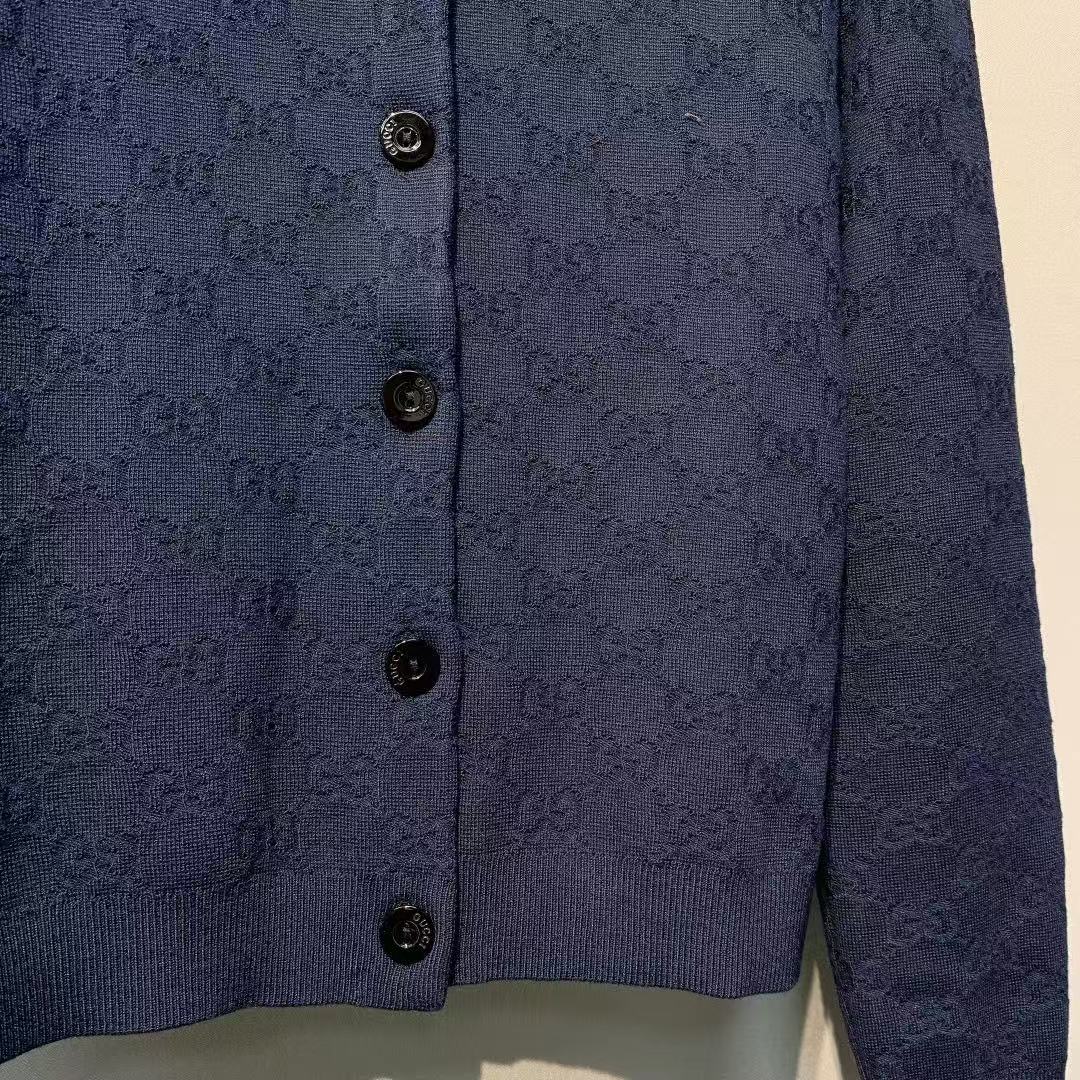 Gucci 2026 Cardigan Blue and Pink Wool 878804
