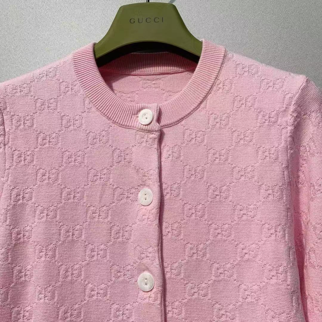 Gucci 2026 Cardigan Blue and Pink Wool 878804