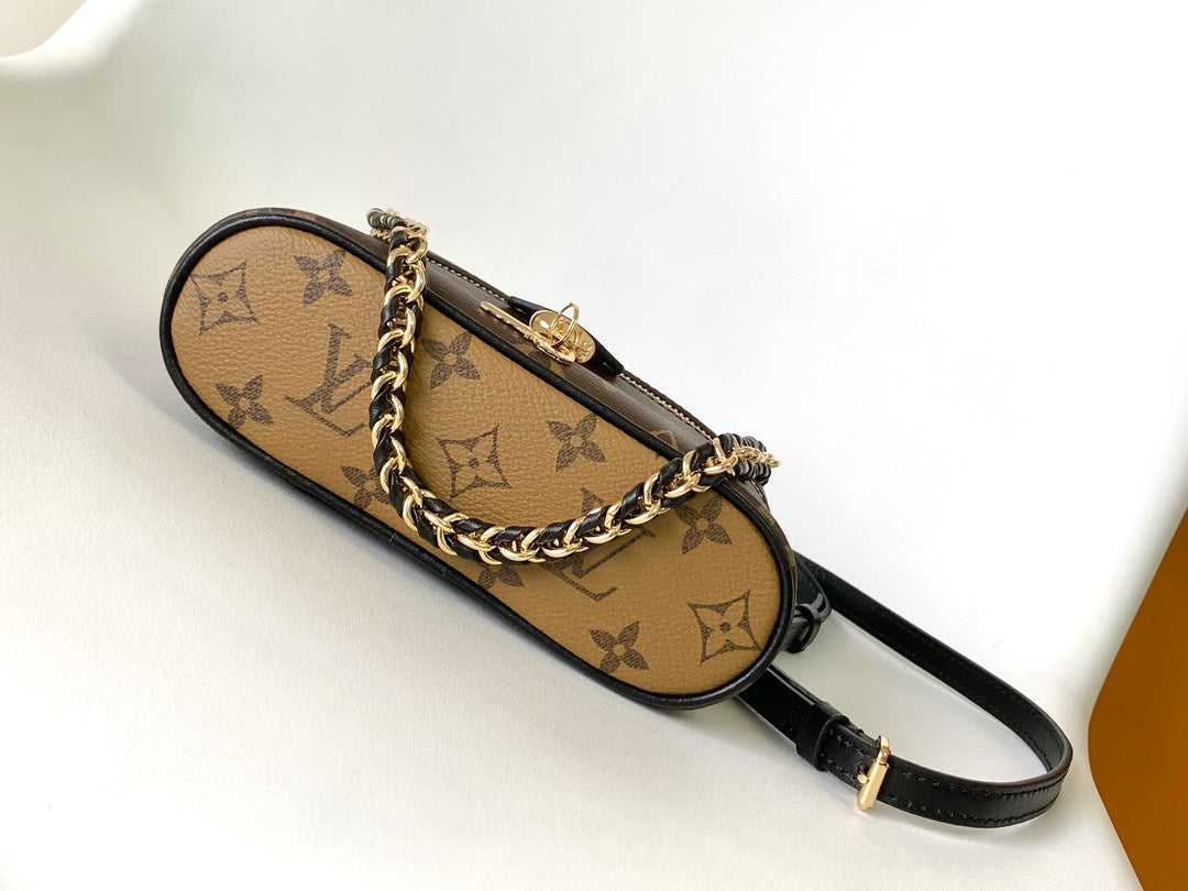 LV 2026 Vanity Chain Pouch Brown Black 19cm Monogram Canvas