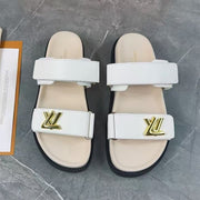 Louis Vuitton Sunset Flat Comfort Sandals White Cream Cowhide