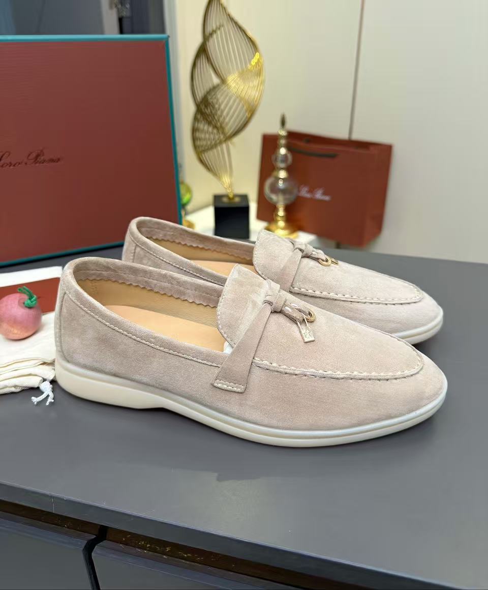 Loro Piana Summer Charm Walk Loafer Sand Stone Suede 729099