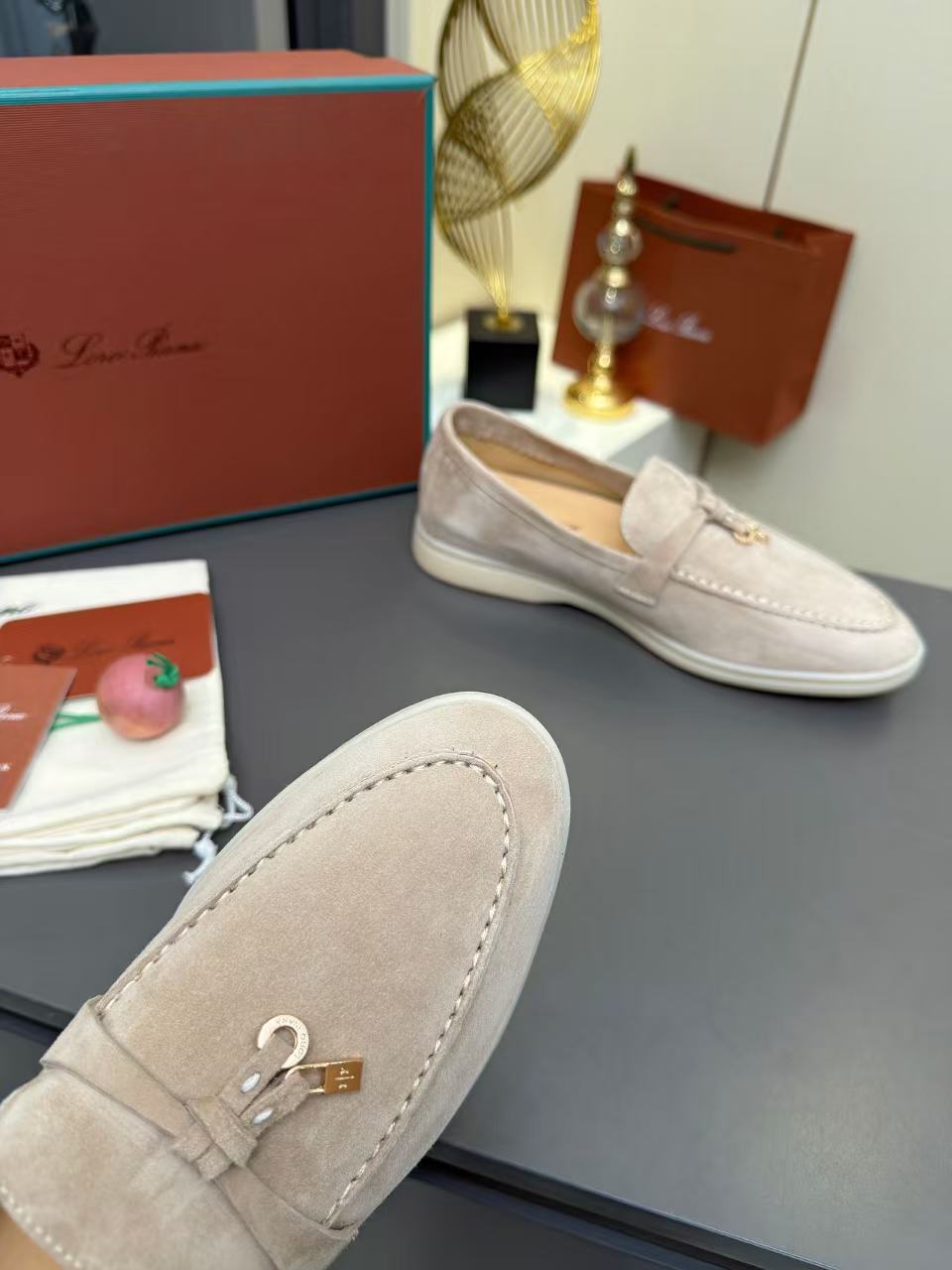 Loro Piana Summer Charm Walk Loafer Sand Stone Suede 729099
