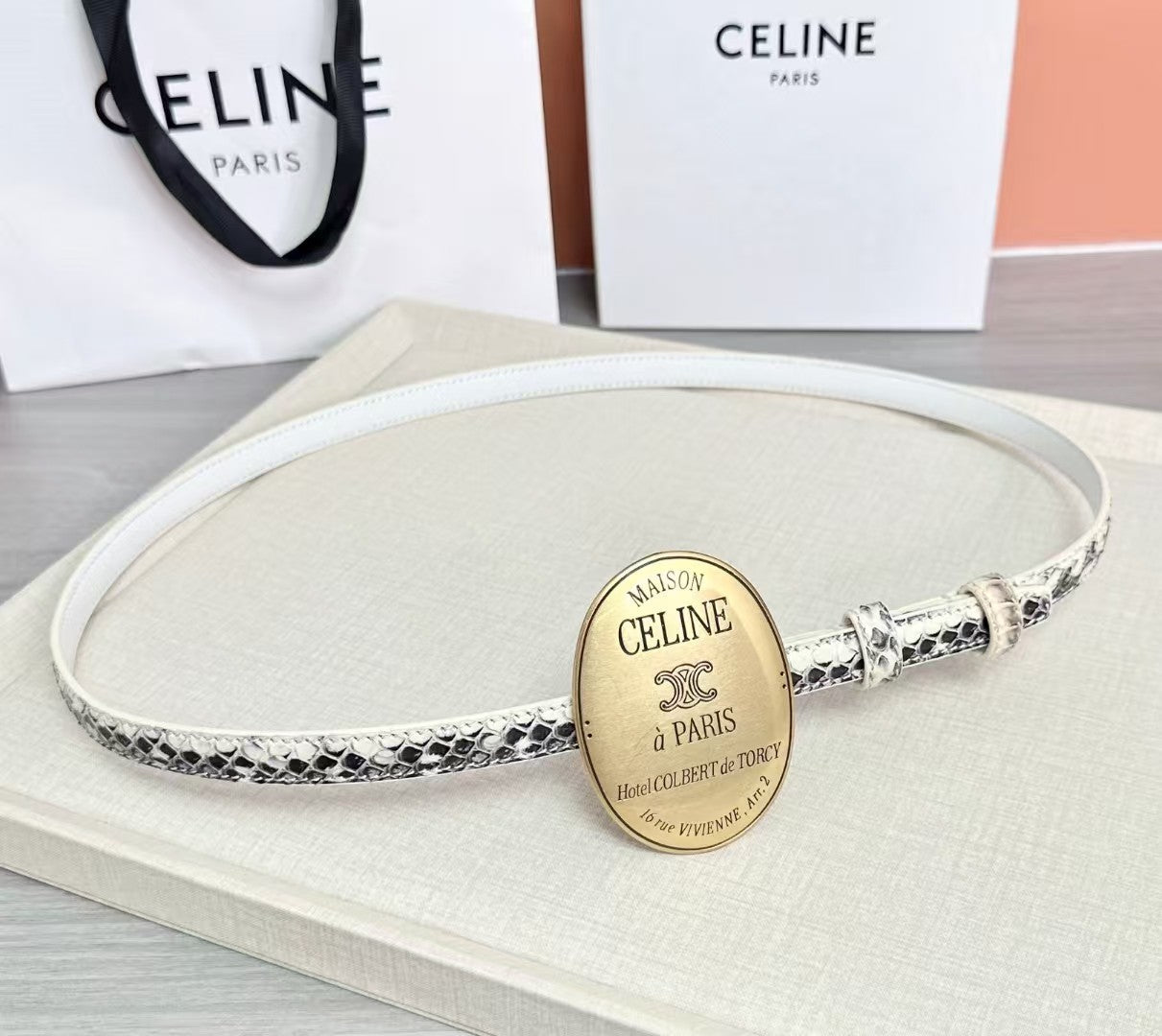 Celine Paris Belt With Signature Round Buckle