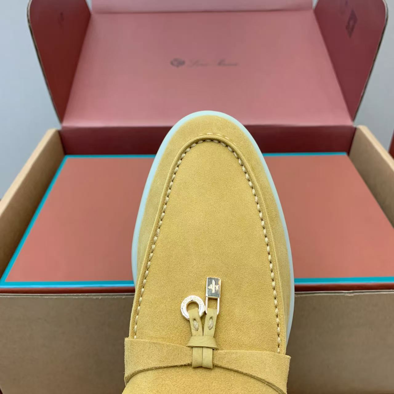 Loro Piana 2026 Summer Charms Walk Mules Yellow Suede
