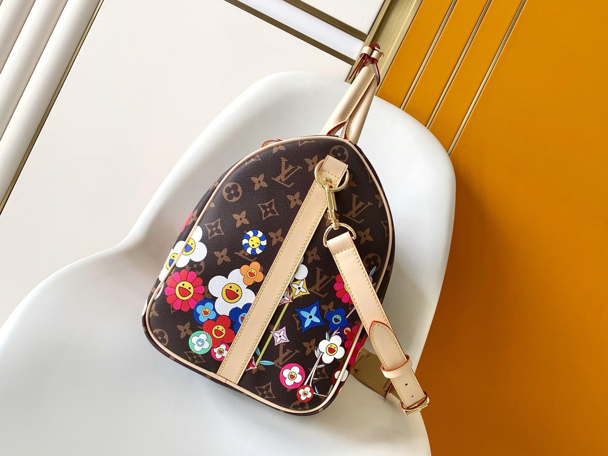 Louis Vuitton x Takashi Murakami 2026 Keepall Bandoulière 45 Brown Leather Canvas