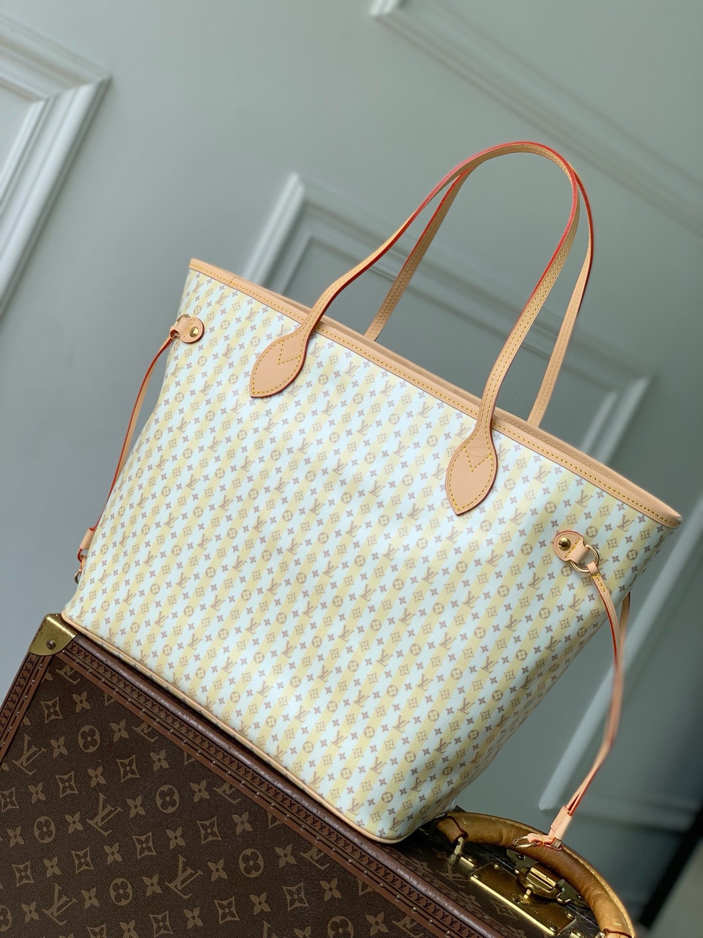 LV 2026 Stamp Collection Neverfull Medium Bag Multicolor Canvas