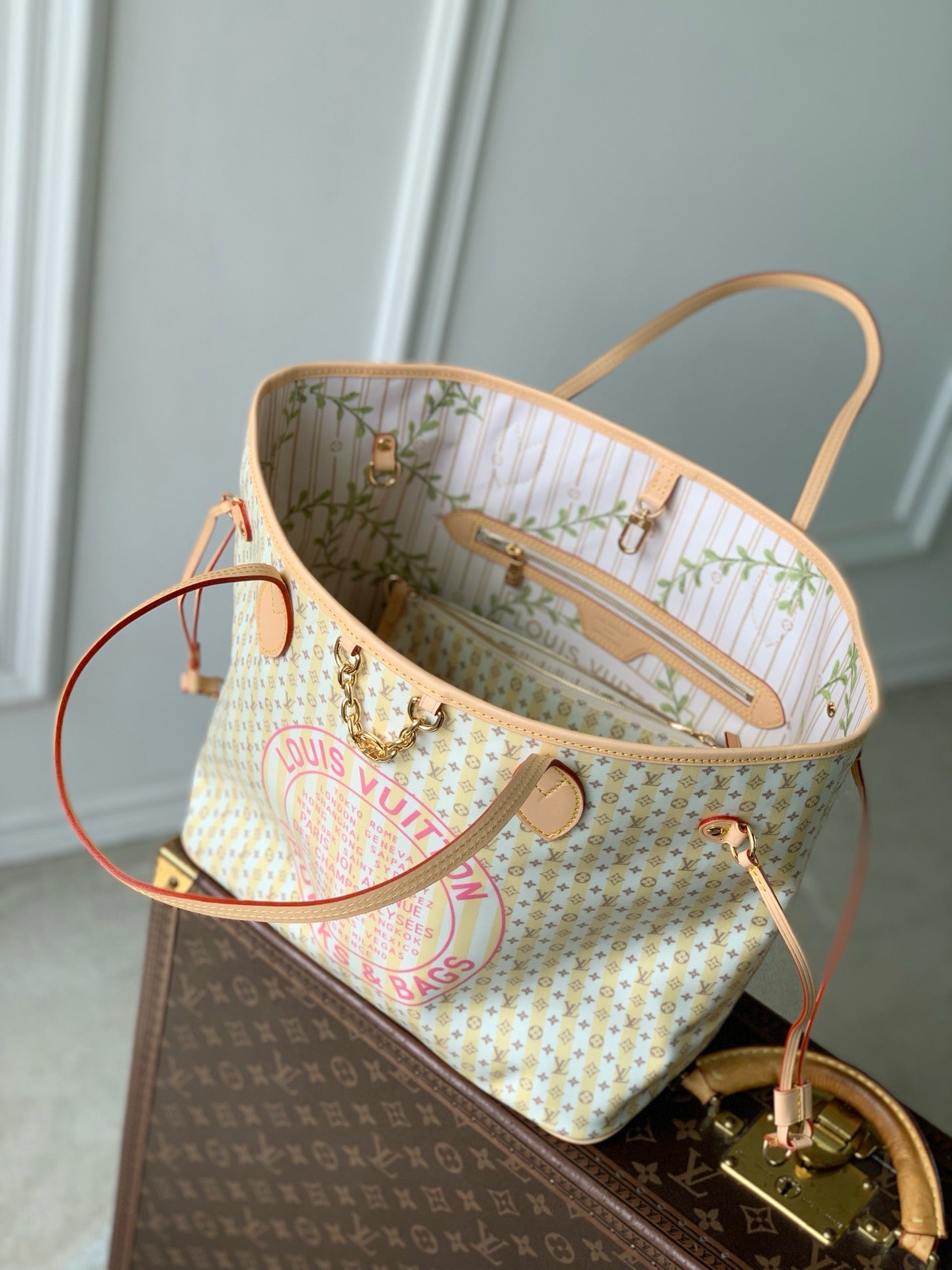 LV 2026 Stamp Collection Neverfull Medium Bag Multicolor Canvas