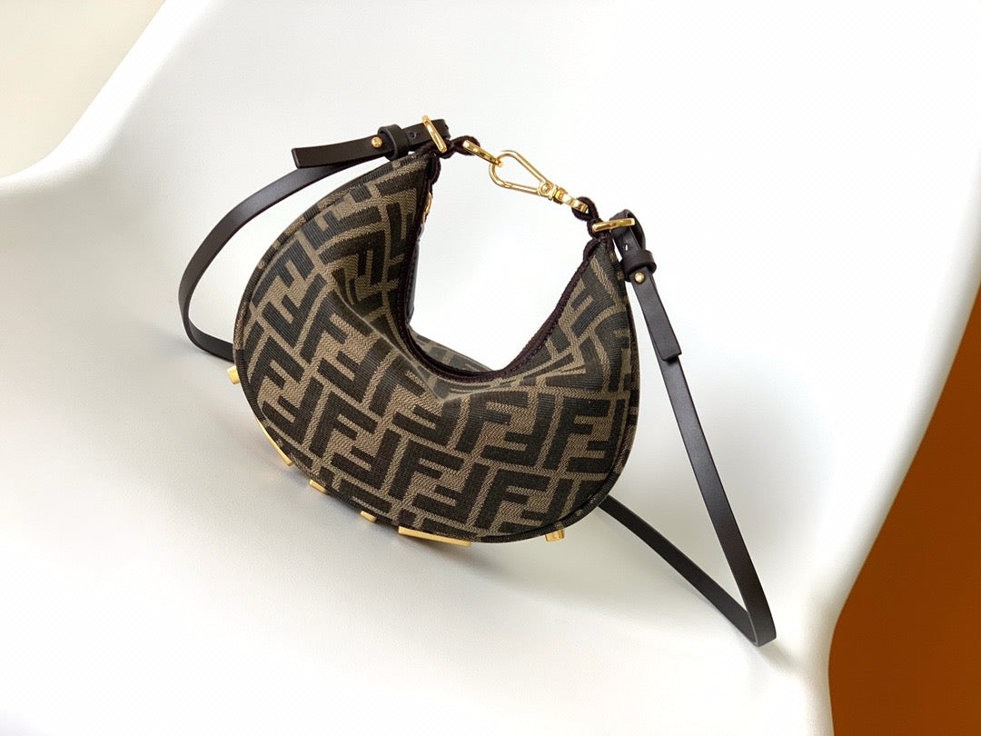 Fendi 2026 Fendigraphy Bag 20cm Brown Fabric Leather