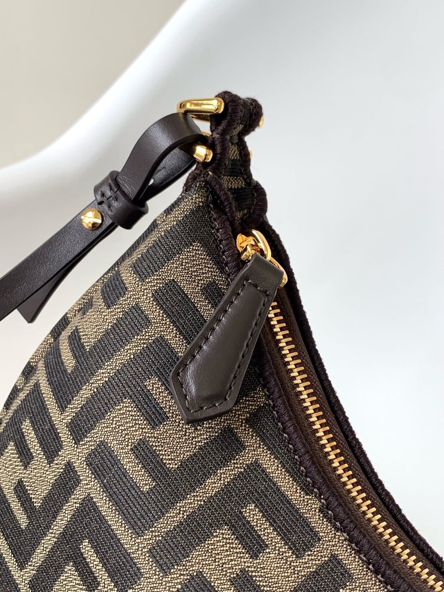 Fendi 2026 Fendigraphy Bag 20cm Brown Fabric Leather