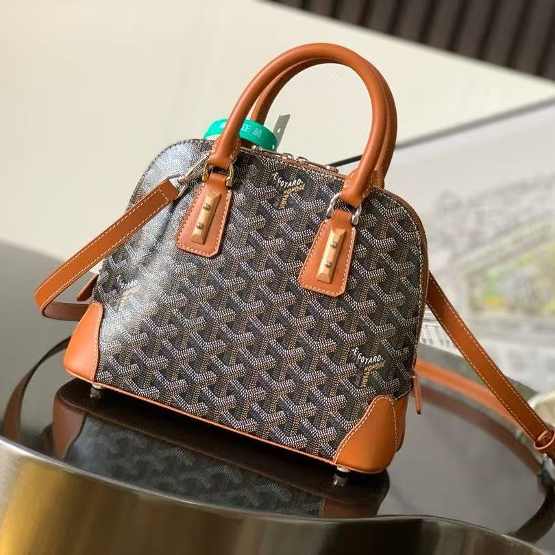 Goyard 2026 Vendome Bag 23cm Brown Black Leather