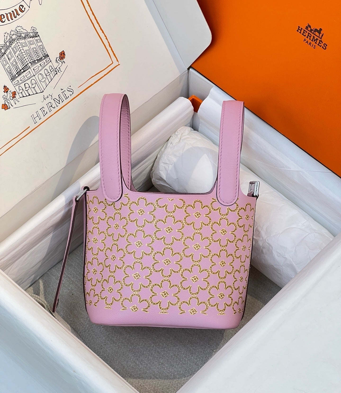 Hermes 2026 Picotin Lock Micro "Lucky Daisy" Bag Swift Leather