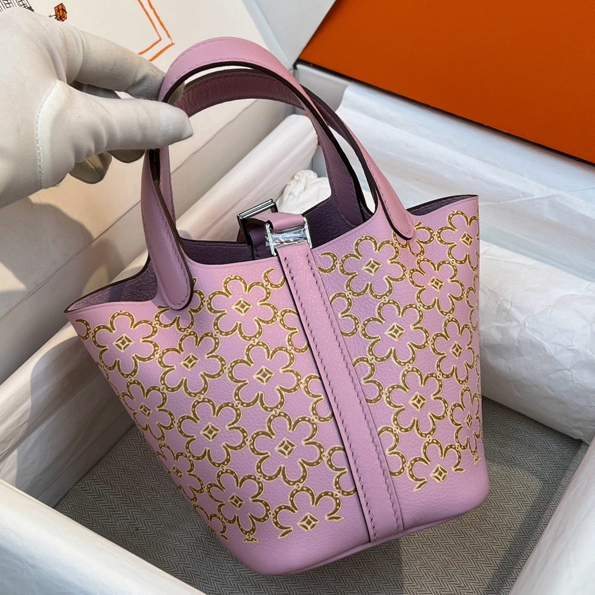 Hermes 2026 Picotin Lock Micro "Lucky Daisy" Bag Swift Leather
