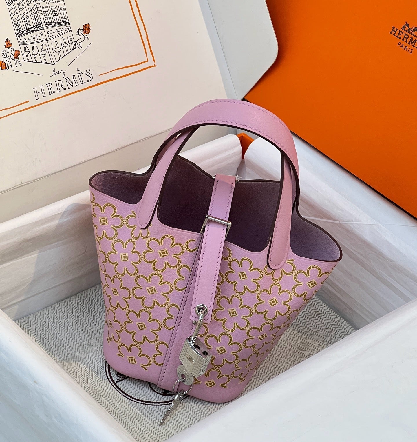 Hermes 2026 Picotin Lock Micro "Lucky Daisy" Bag Swift Leather