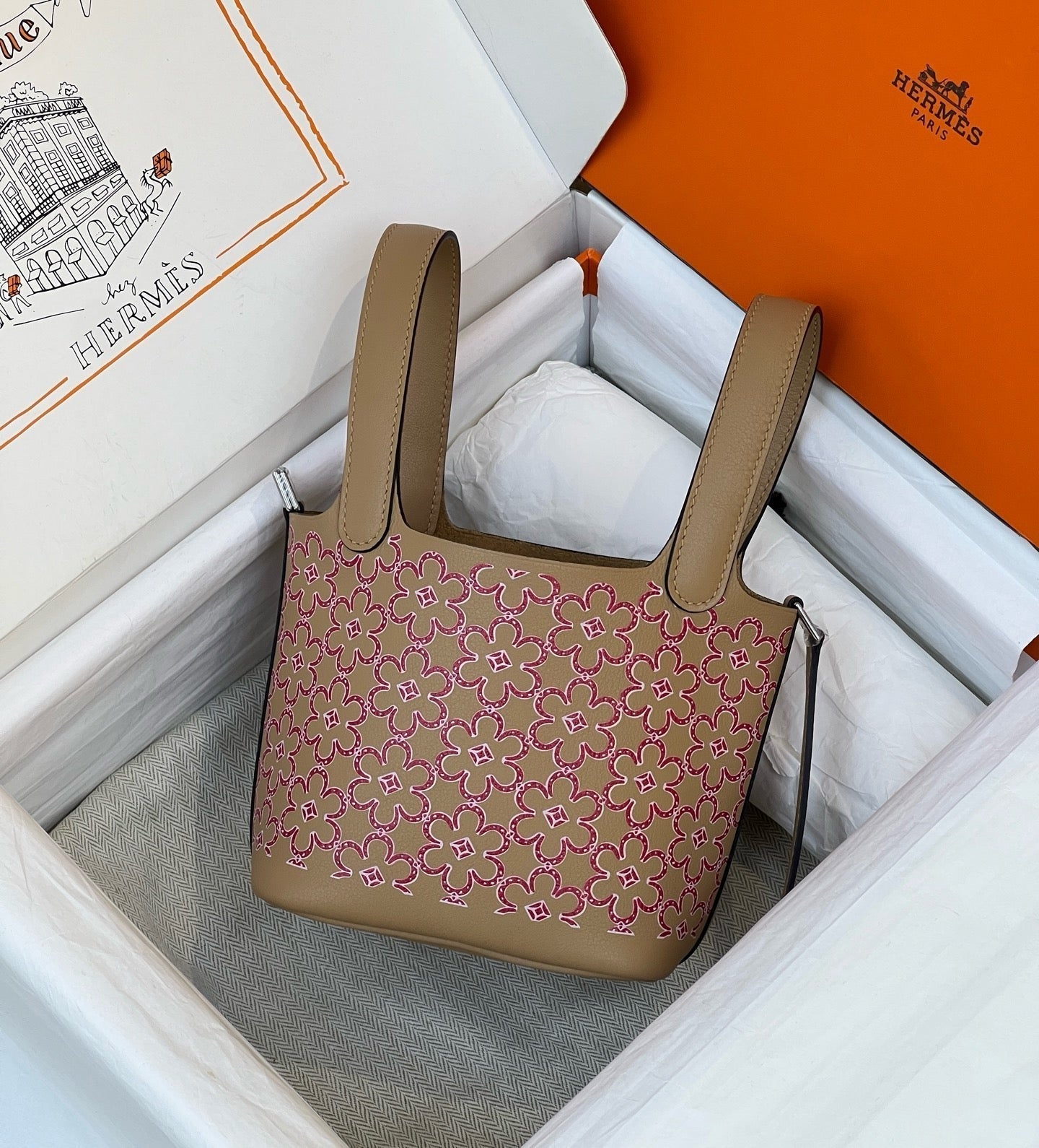 Hermes 2026 Picotin Lock Micro "Lucky Daisy" Bag Swift Leather