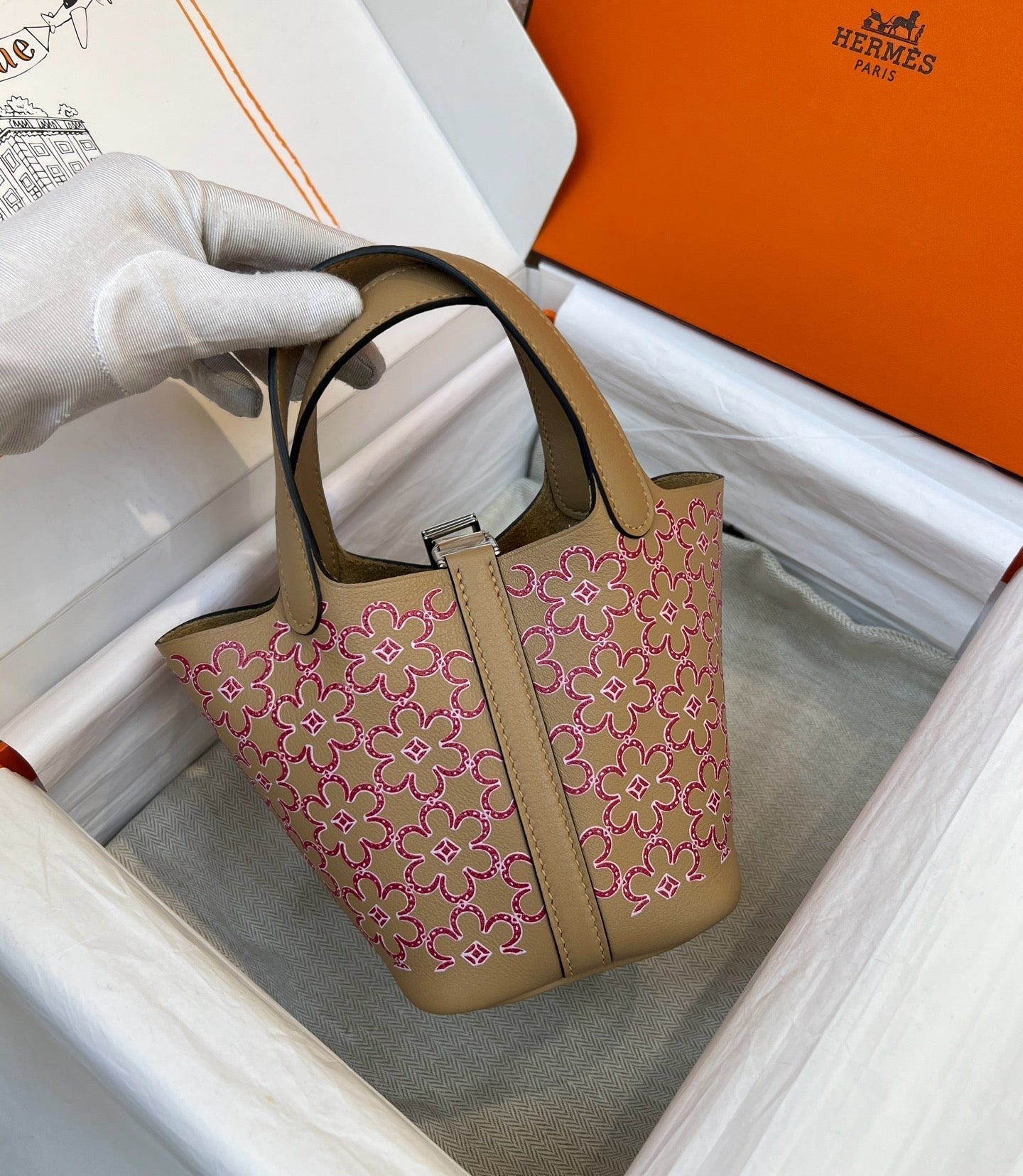 Hermes 2026 Picotin Lock Micro "Lucky Daisy" Bag Swift Leather