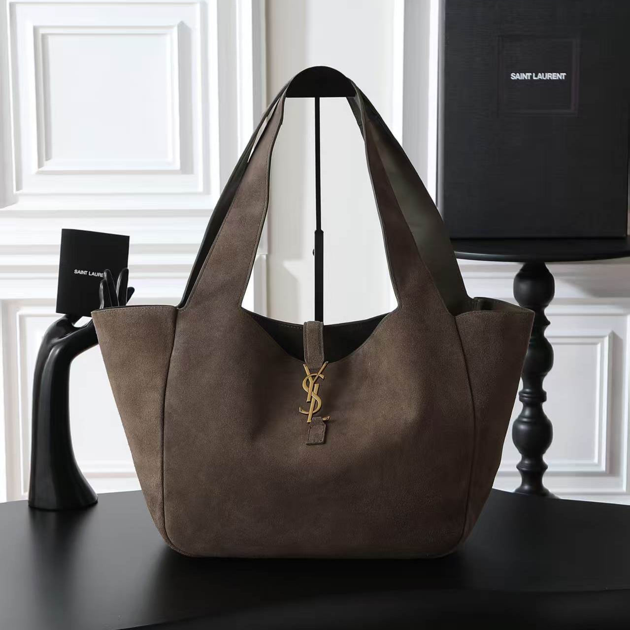 YSL 2026 Tote Bag 50cm Dark Brown Suede