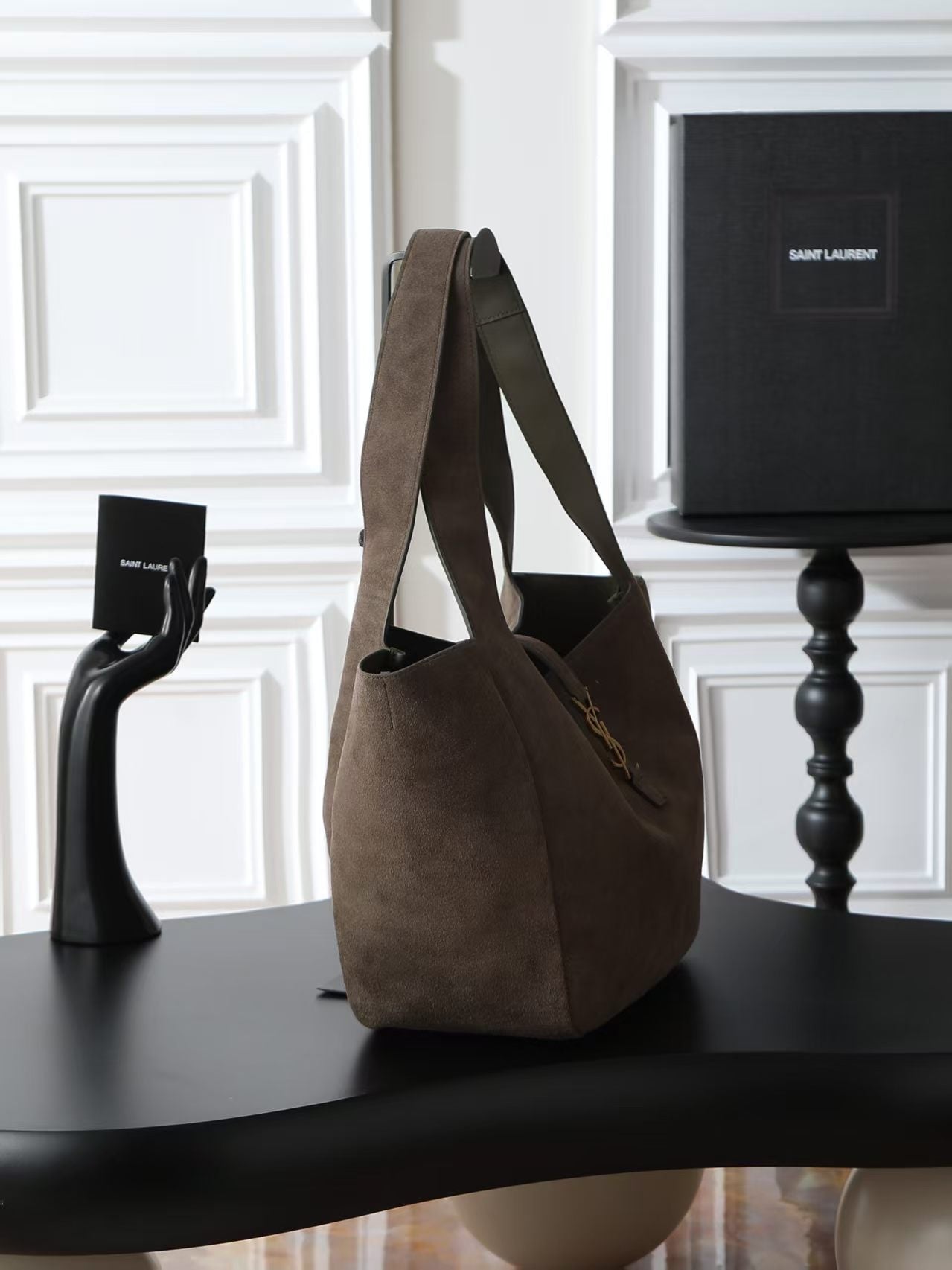 YSL 2026 Tote Bag 50cm Dark Brown Suede