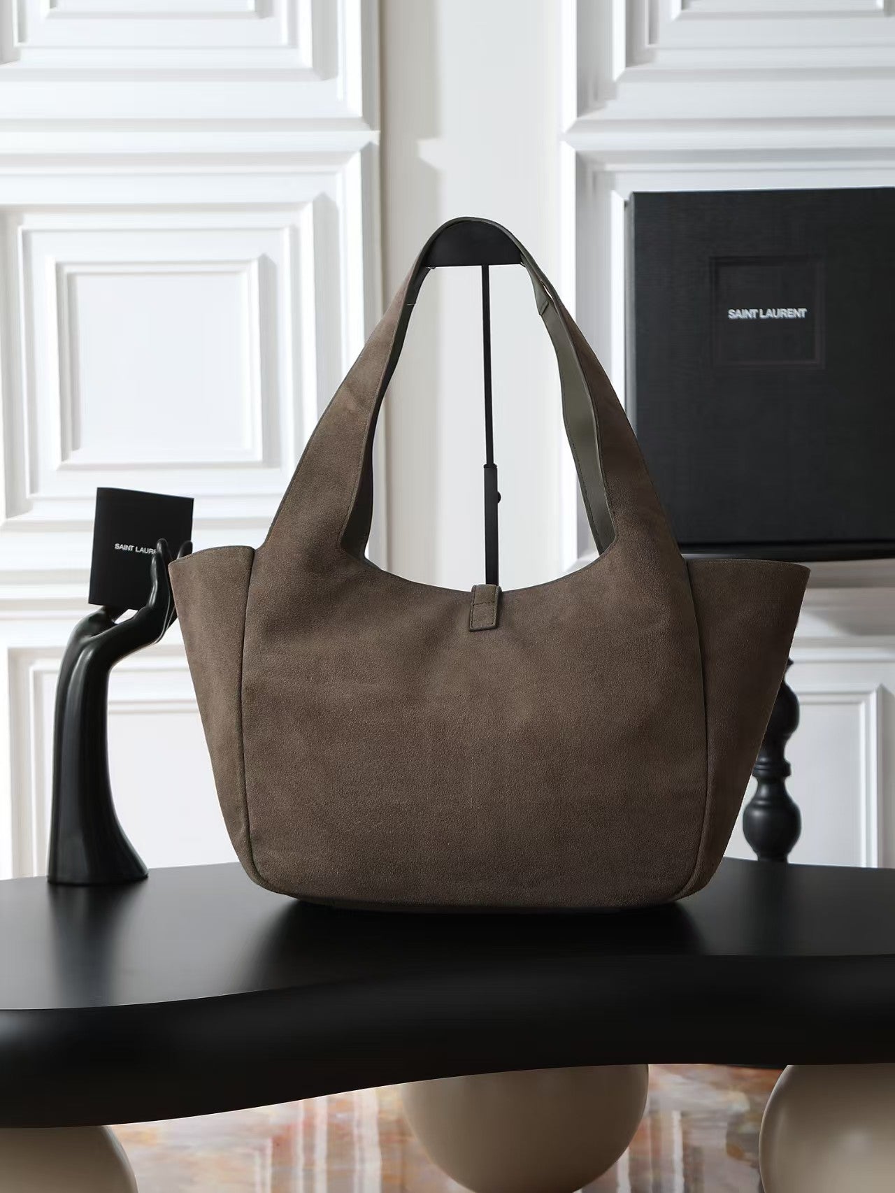 YSL 2026 Tote Bag 50cm Dark Brown Suede