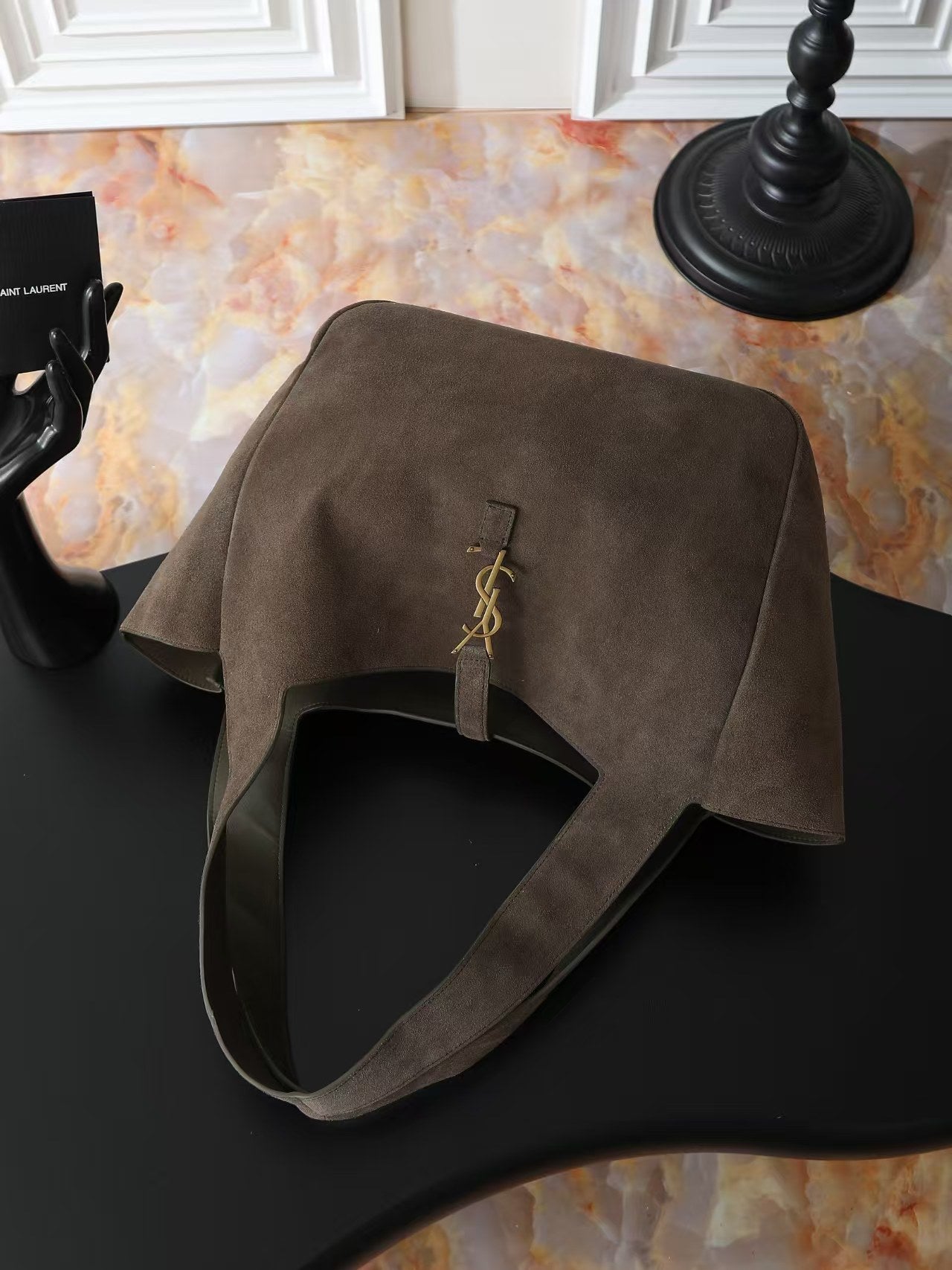 YSL 2026 Tote Bag 50cm Dark Brown Suede