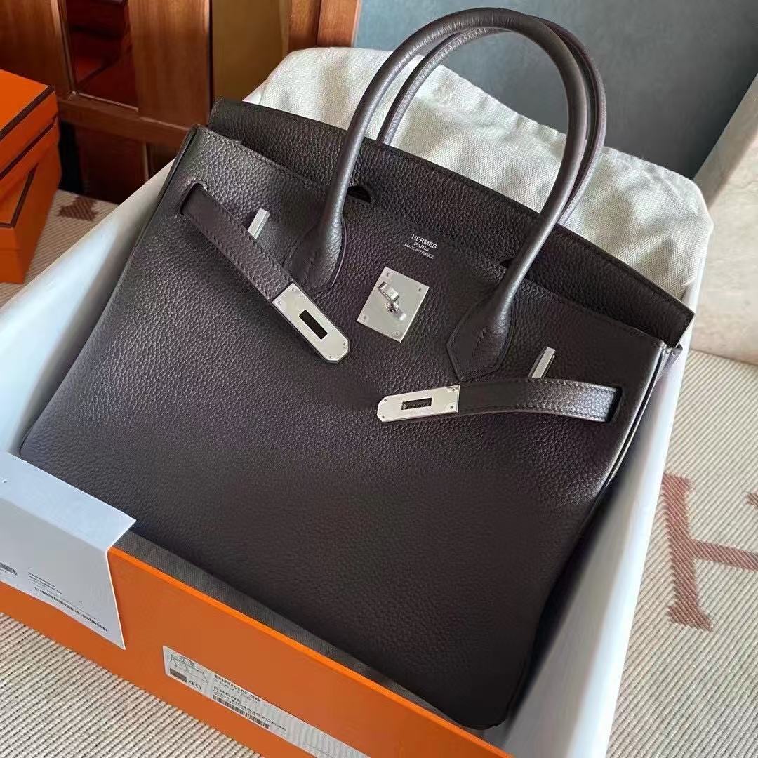 Hermes 2026 Birkin Bag Chocoate Brown Togo Leather Silver Hardware