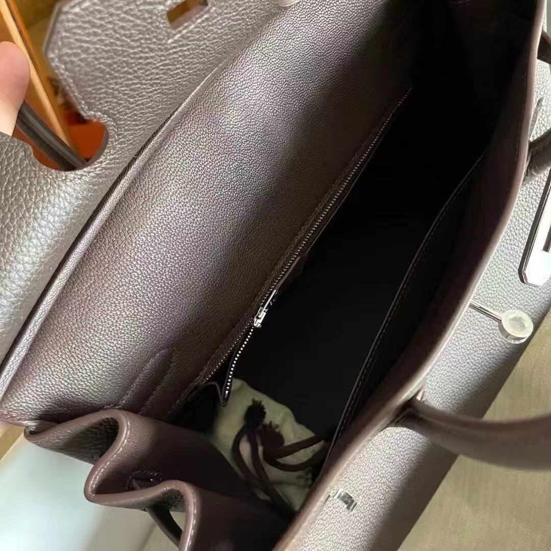 Hermes 2026 Birkin Bag Chocoate Brown Togo Leather Silver Hardware