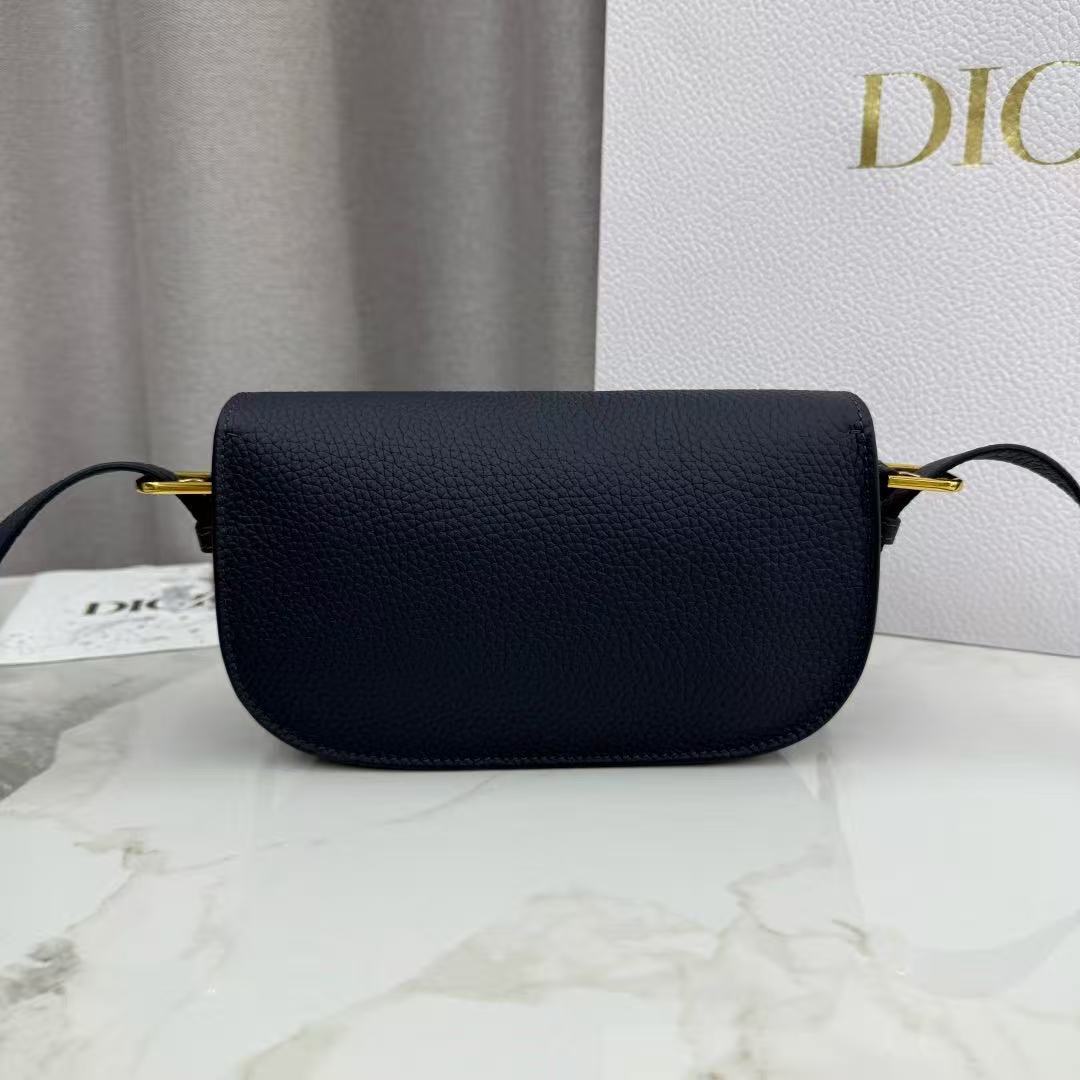 Dior 2026 Bobby Bag 21cm Navy Blue Grained Cowhide
