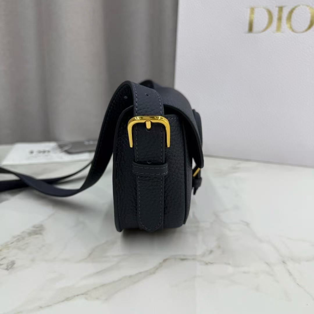 Dior 2026 Bobby Bag 21cm Navy Blue Grained Cowhide