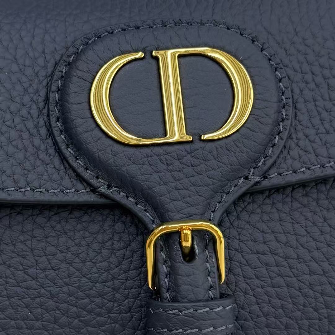 Dior 2026 Bobby Bag 21cm Navy Blue Grained Cowhide