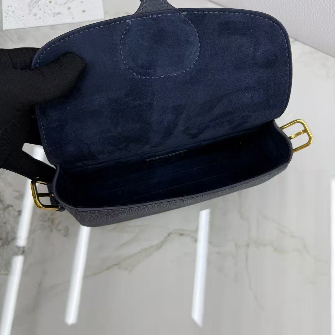 Dior 2026 Bobby Bag 21cm Navy Blue Grained Cowhide