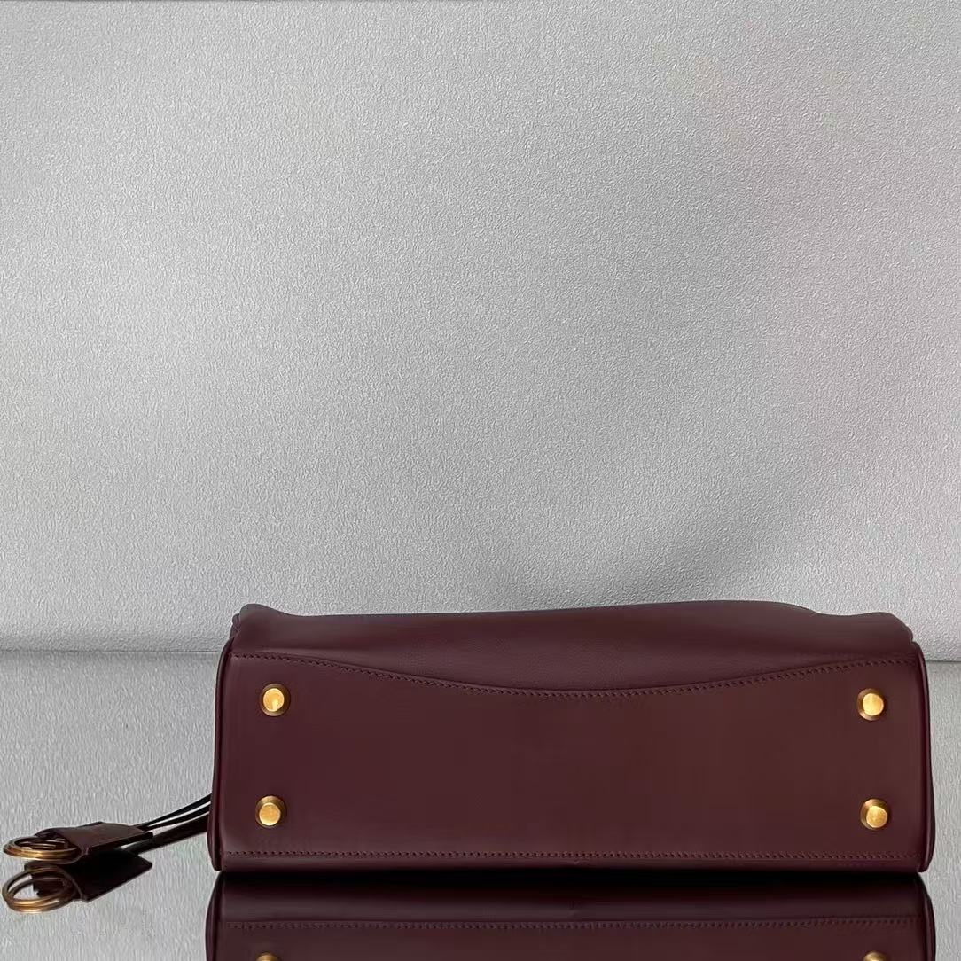 Balenciaga 2026 Rodeo Bag 29 Burgundy Calfskin Gold Hardware