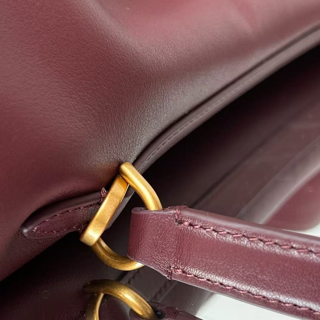 Balenciaga 2026 Rodeo Bag 29 Burgundy Calfskin Gold Hardware