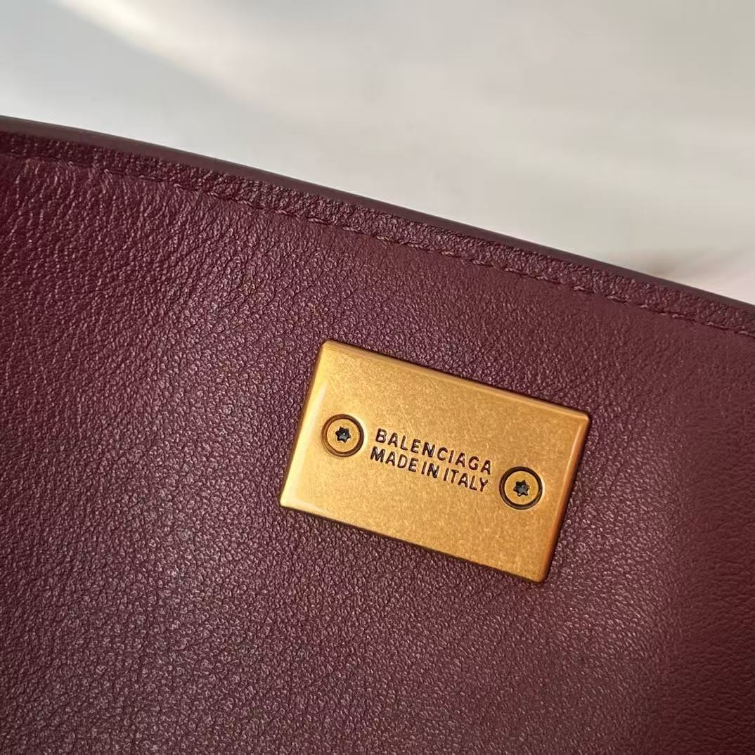 Balenciaga 2026 Rodeo Bag 29 Burgundy Calfskin Gold Hardware