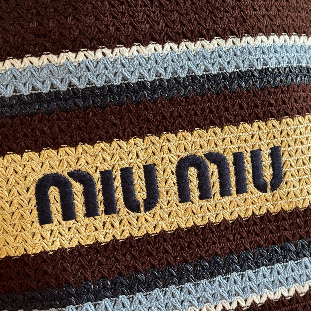 Miumiu 2026 Raffia-effect Woven Cocoa Brown Tote Bag