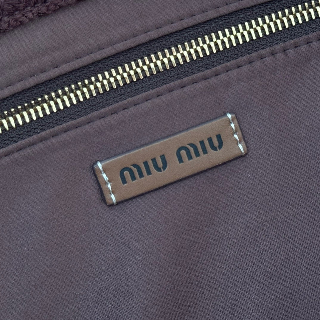 Miumiu 2026 Raffia-effect Woven Cocoa Brown Tote Bag