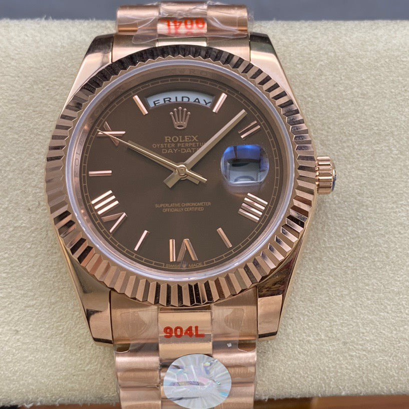 Rolex Day-Date 40mm Everose Gold Steel Chocolate Dial