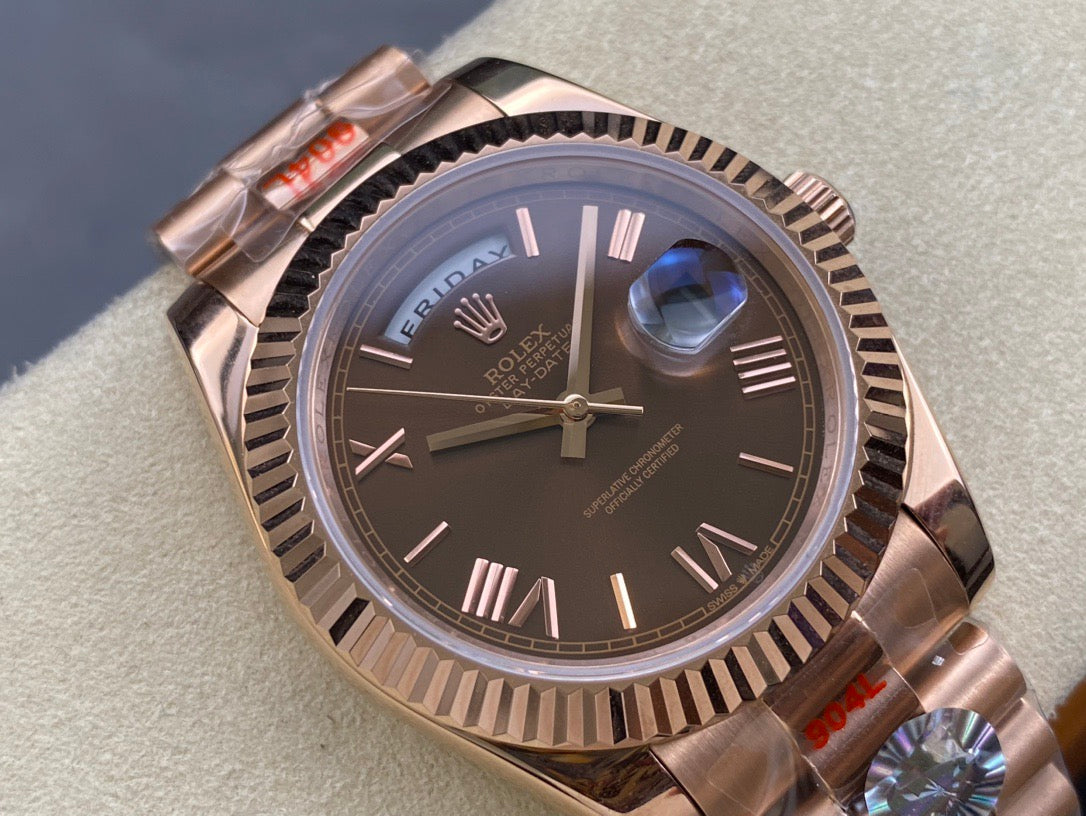 Rolex Day-Date 40mm Everose Gold Steel Chocolate Dial